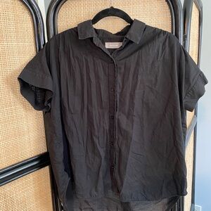 EVERLANE Black Short-Sleeve Button-Up Shirt
